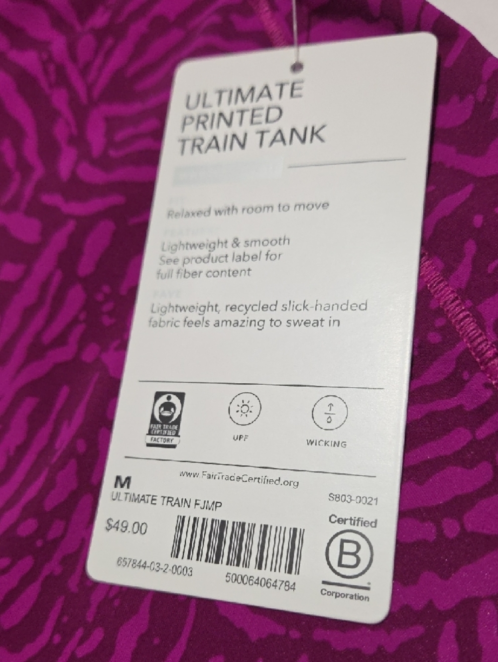 Athleta Magenta Print High-Neck Racerback Tank - Picture 4 of 6